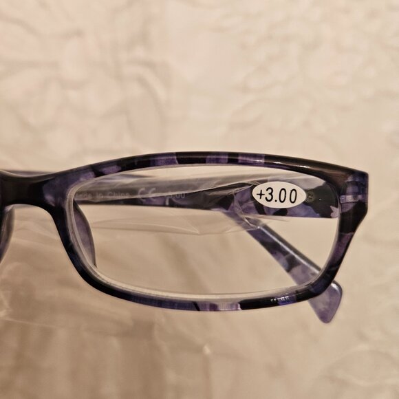 +3.00 Reader Eyeglasses with Blue Frames - Picture 2 of 3